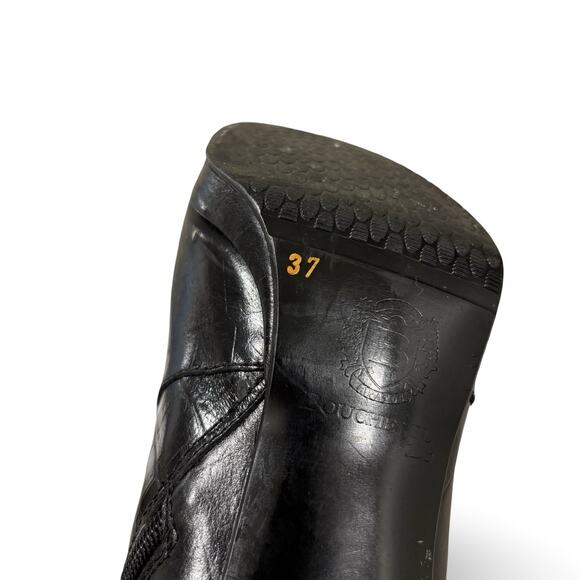 BOUCHEREL Colombian Artisan Croc-Embossed Leather Knee-High High Heel Boots - Picture 7 of 7